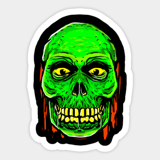 Green Skull Head Sticker